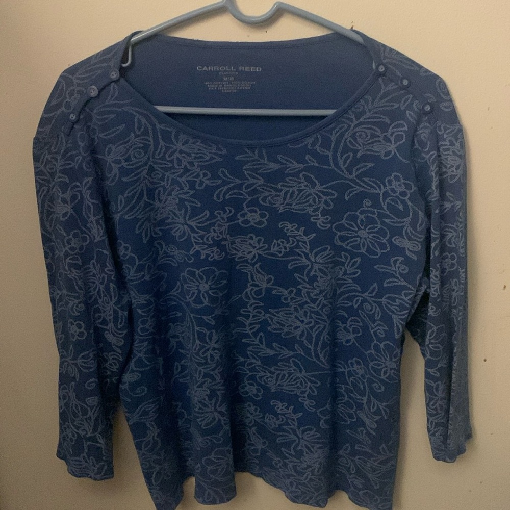 Very Pretty Carrol Reed Collection Blue Buttoned Sleeves 100% Cotton Shirt SZ M